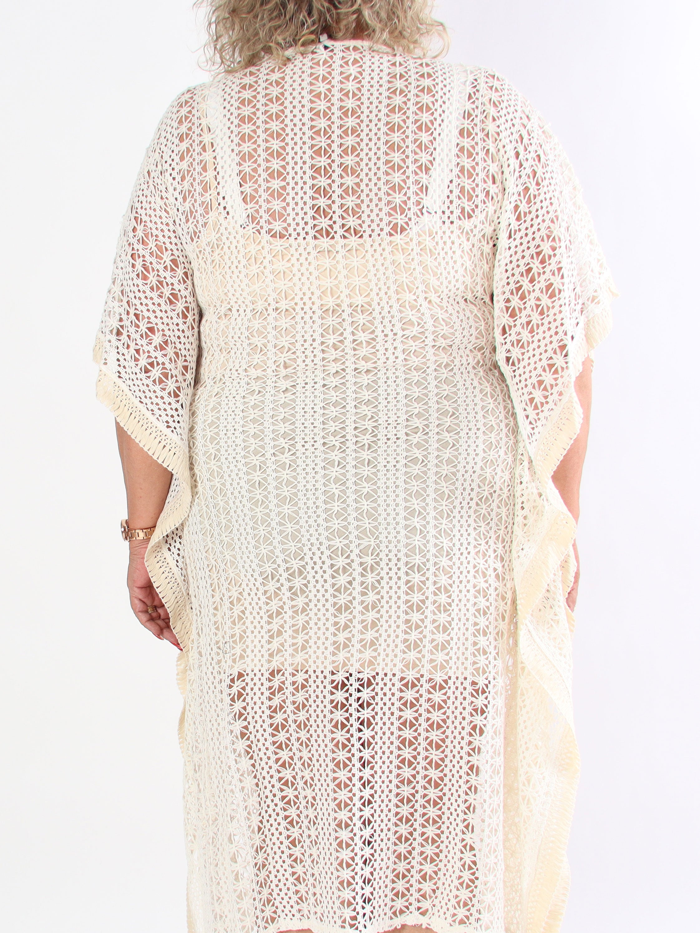 Ruby - Lång virkad bohemisk plus size tunikaklänning